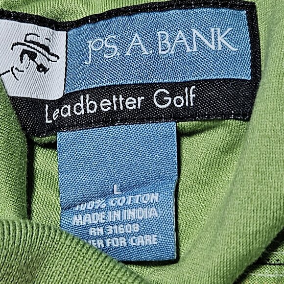 Jos. A. Bank Leadbetter Golf Polo Shirt Green Mens Size Large Striped Collared - Picture 3 of 3